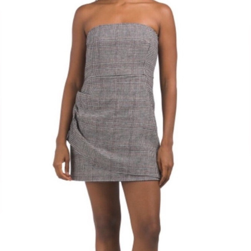 HOUSE OF HARLOW Size Small Wool Blend Houndstooth Strapless Mini Dress Women